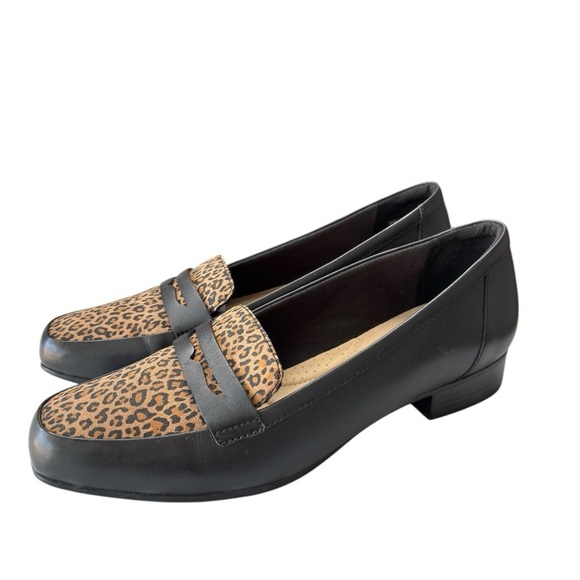 Clarks Collection Slip-On Penny Loafers Juliet Coast Black Leopard Shoe Size 9 - Picture 7 of 11